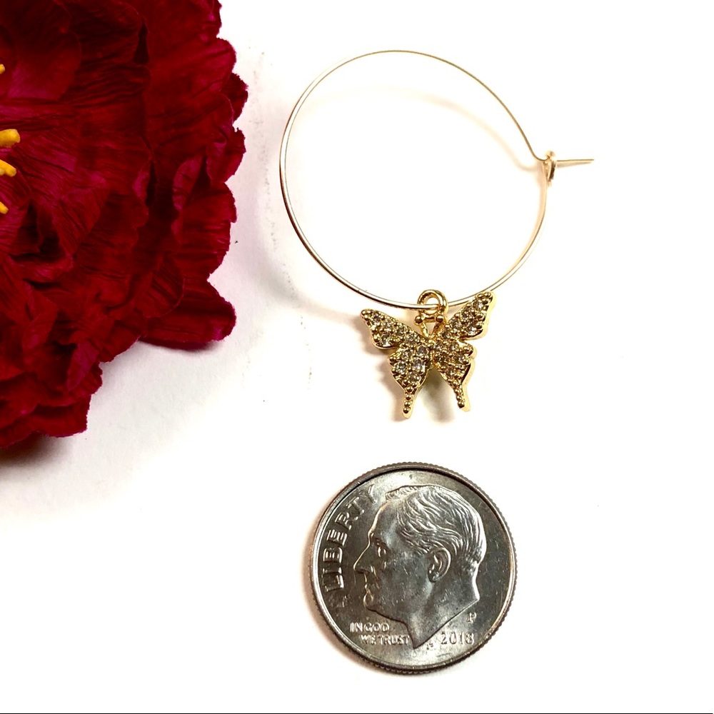 Butterfly Earrings, Hoops, Dragonfly, Flower - Picture 4 of 8